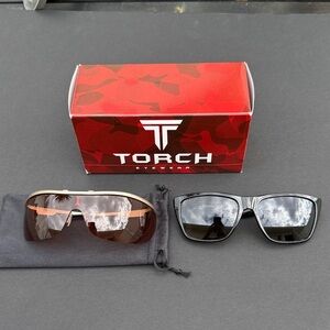 Torch Eyewear Sunglasses Set - Black and Brown plus extra pair of Sundog